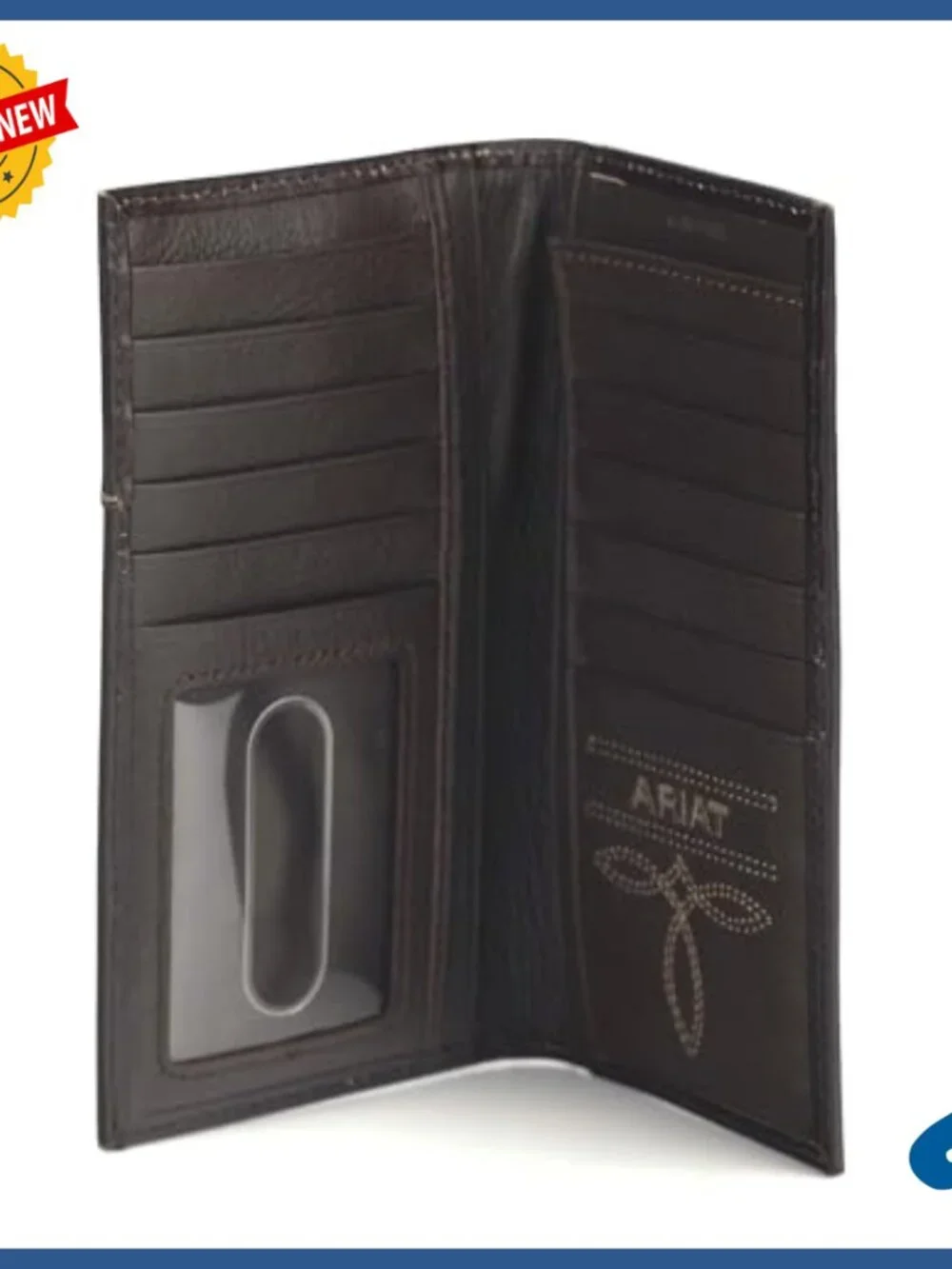 Genuine Leather Bi-Fold Wallet with Checkbook Holder and ID Pocket